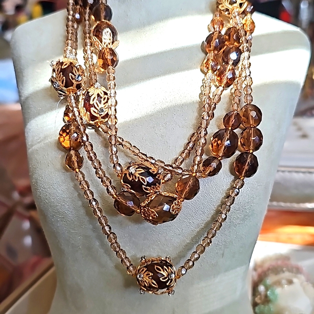 Miriam Haskell Amber Crystal Necklace